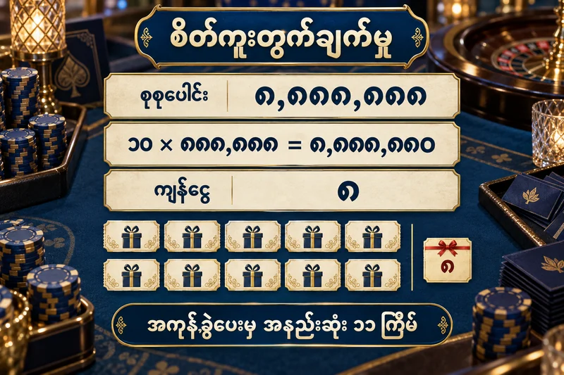စိတ်ကူးရန်ပုံငွေ ၈,၈၈၈,၈၈၈ မှ အများဆုံးဆု ၈၈၈,၈၈၈ ကို ဆယ်ကြိမ်ပေးလျှင် ၈ ကျန်ကြောင်းနှင့် အကုန်ခွဲပေးမှ အနည်းဆုံး ဆယ့်တစ်ကြိမ်လိုကြောင်း ပြသောပုံ
